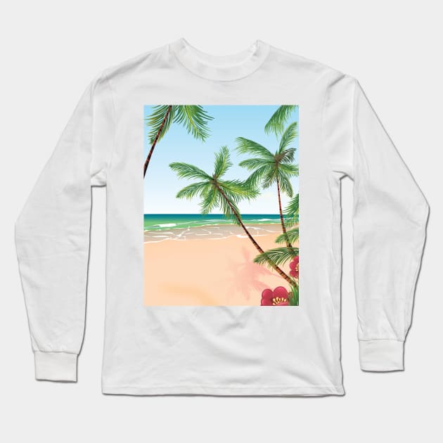 Tropical Beach Long Sleeve T-Shirt by nickemporium1